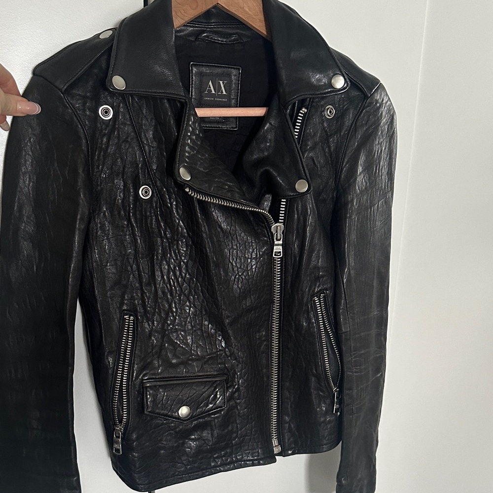 Armani Exchange Dark Leather Jacket